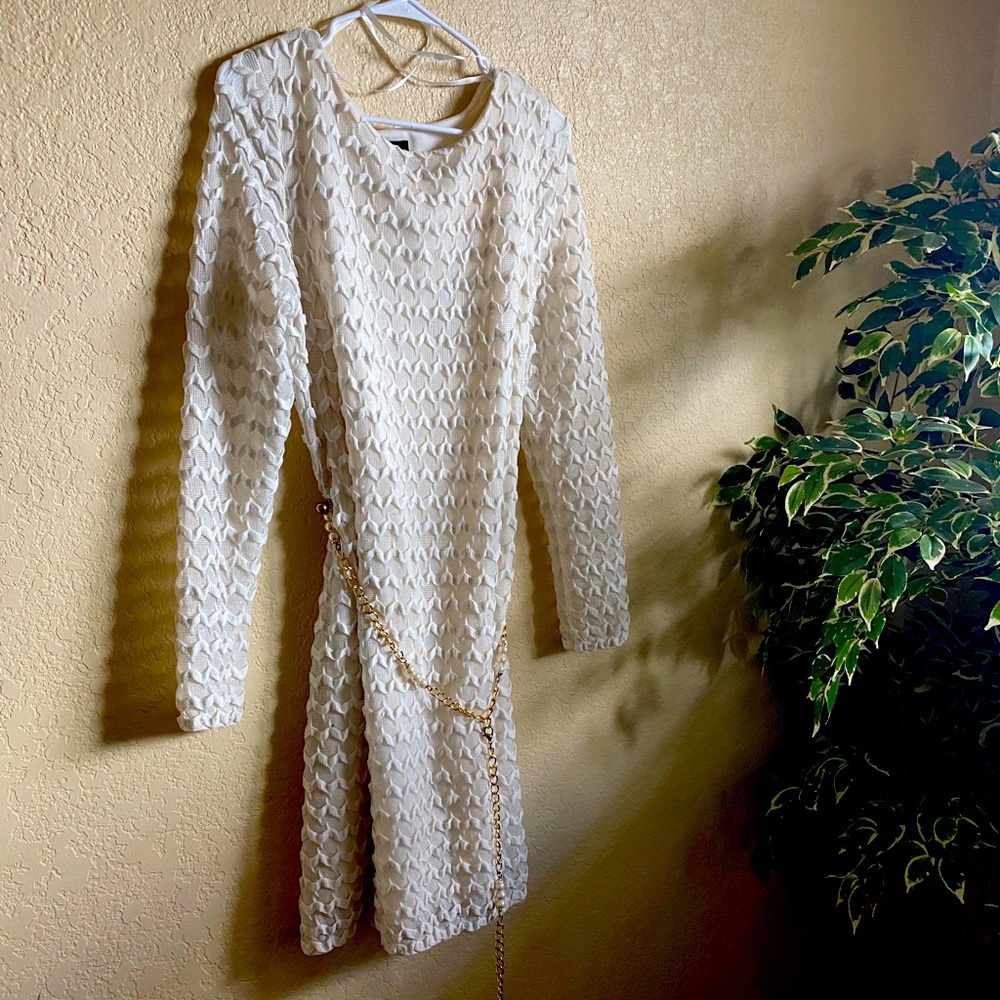 Cream dress with gold chain